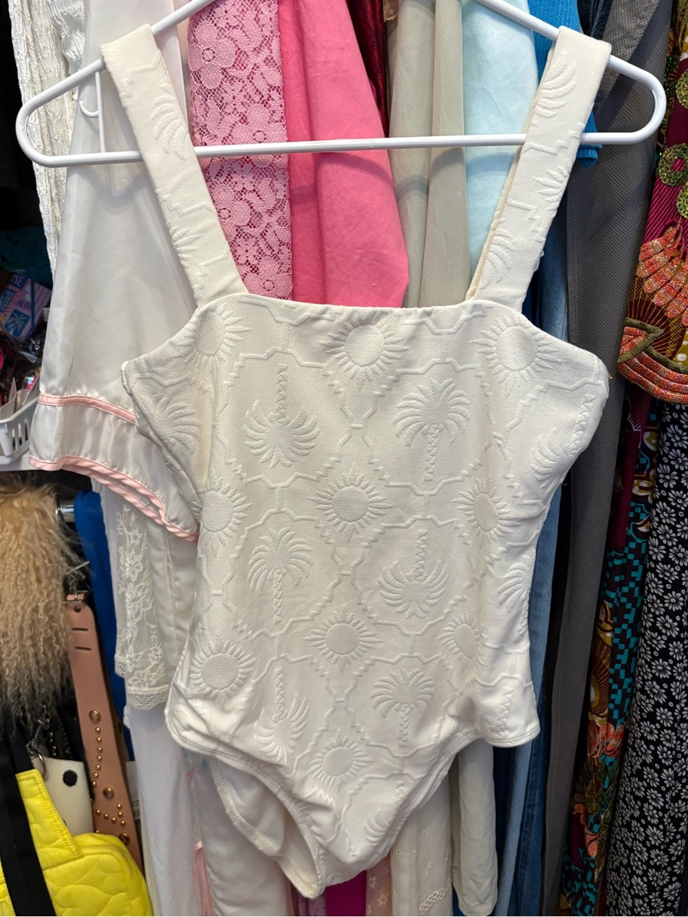 NWOT House of Harlow Palm-Embossed Tank One-Piece Bathing Suit